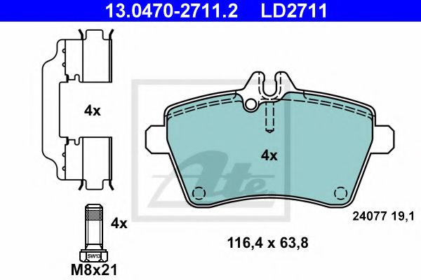 13.0470-2711.2 ATE Brake Pad Set, disc brake