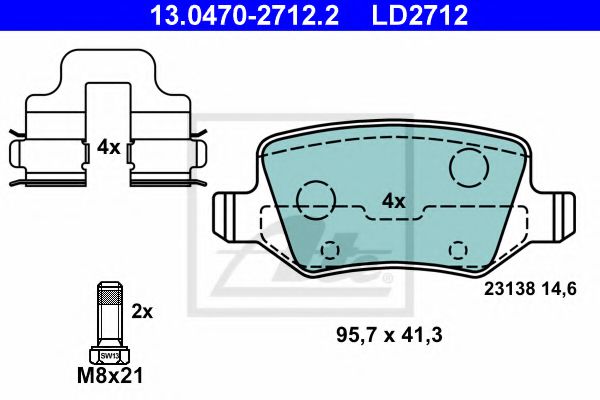 13.0470-2712.2 ATE Тормозная система Комплект тормозных колодок, дисковый тормоз