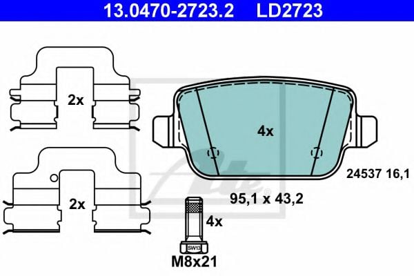 13.0470-2723.2 ATE Тормозная система Комплект тормозных колодок, дисковый тормоз