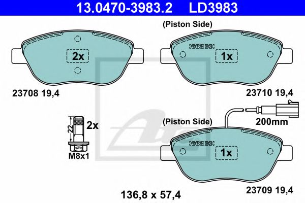 13.0470-3983.2 ATE Brake System Brake Pad Set, disc brake