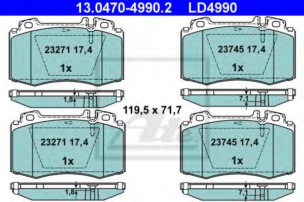 13.0470-4990.2 ATE Brake System Brake Pad Set, disc brake