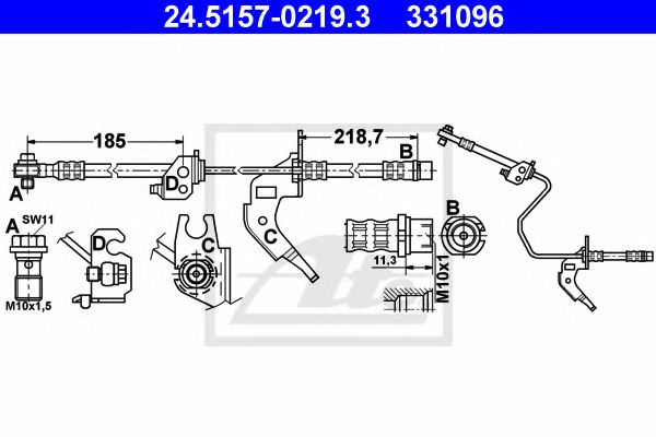 24.5157-0219.3 ATE Brake System Brake Hose