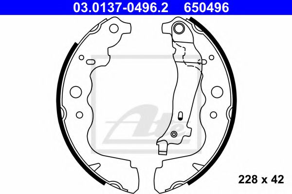 03.0137-0496.2 ATE Brake System Brake Shoe Set