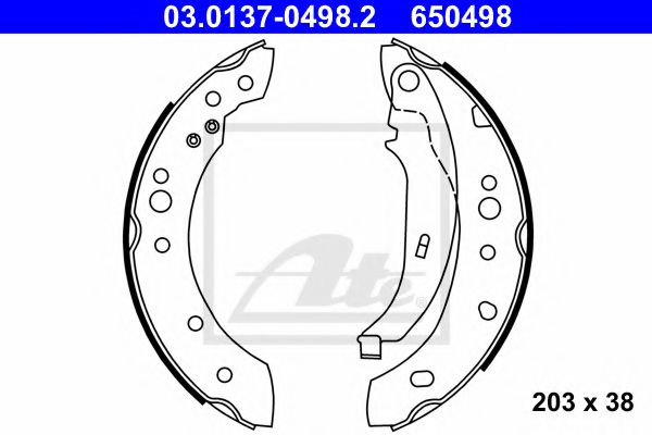 03.0137-0498.2 ATE Brake System Brake Shoe Set