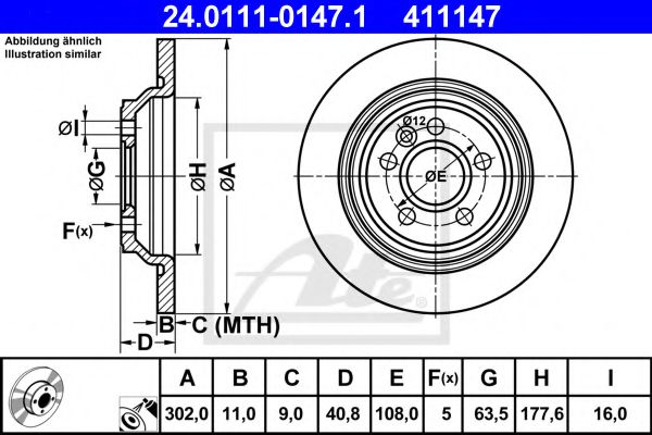 24.0111-0147.1 ATE Тормозная система Тормозной диск