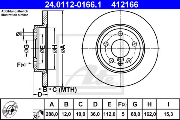 24.0112-0166.1 ATE Тормозная система Тормозной диск