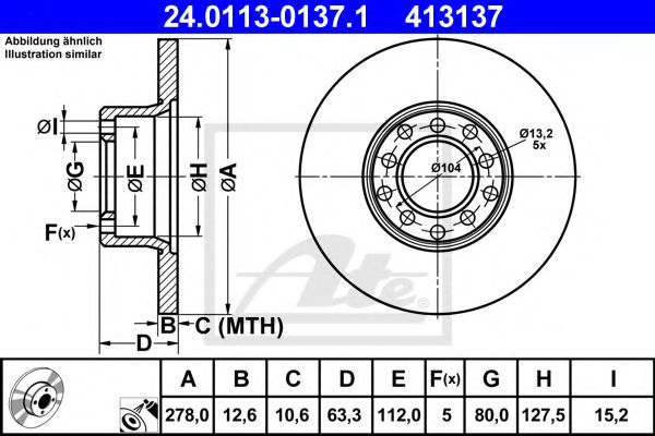 24.0113-0137.1 ATE Тормозная система Тормозной диск