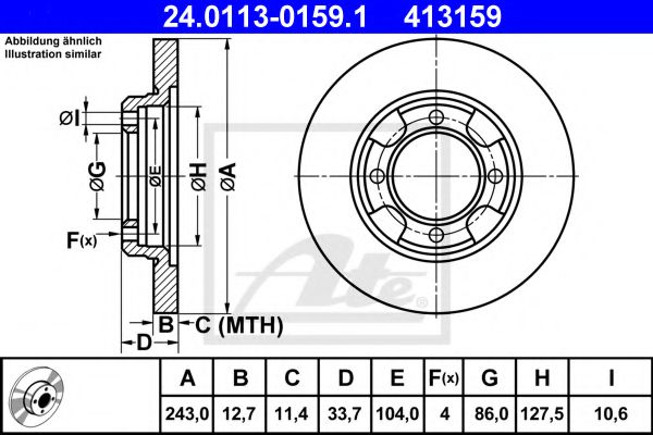 24.0113-0159.1 ATE Тормозная система Тормозной диск