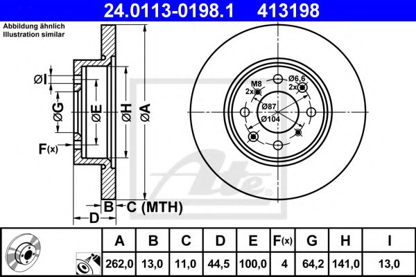 24.0113-0198.1 ATE Тормозная система Тормозной диск