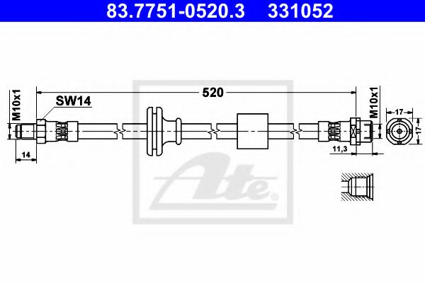 83.7751-0520.3 ATE Brake System Brake Hose