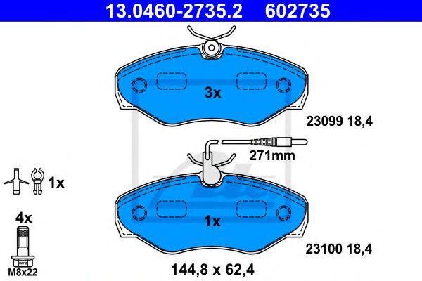 13.0460-2735.2 ATE Brake Pad Set, disc brake