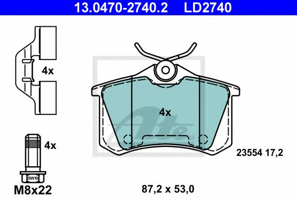 13.0470-2740.2 ATE Тормозная система Комплект тормозных колодок, дисковый тормоз
