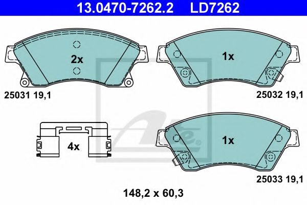 13.0470-7262.2 ATE Brake Pad Set, disc brake