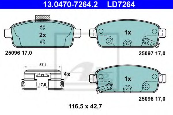 13.0470-7264.2 ATE Тормозная система Комплект тормозных колодок, дисковый тормоз