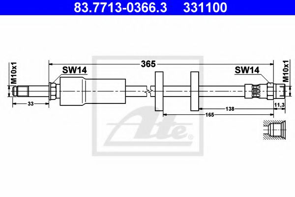 83.7713-0366.3 ATE Brake System Brake Hose