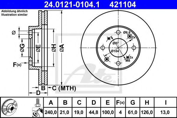 24.0121-0104.1 ATE Тормозная система Тормозной диск