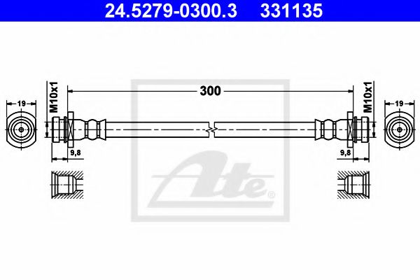 24.5279-0300.3 ATE Brake System Brake Hose