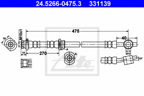 24.5266-0475.3 ATE Brake System Brake Hose