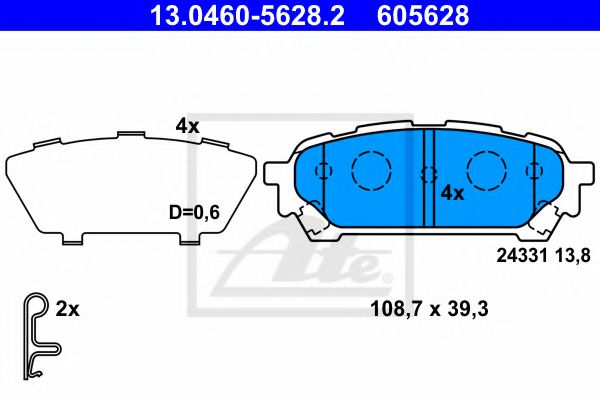 13.0460-5628.2 ATE Brake System Accessory Kit, disc brake pads