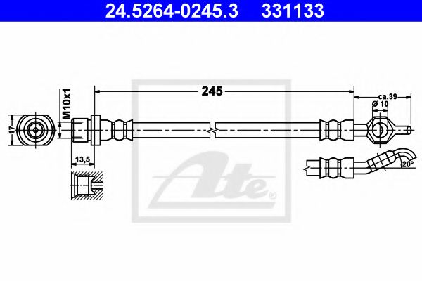 24.5264-0245.3 ATE Brake System Brake Hose