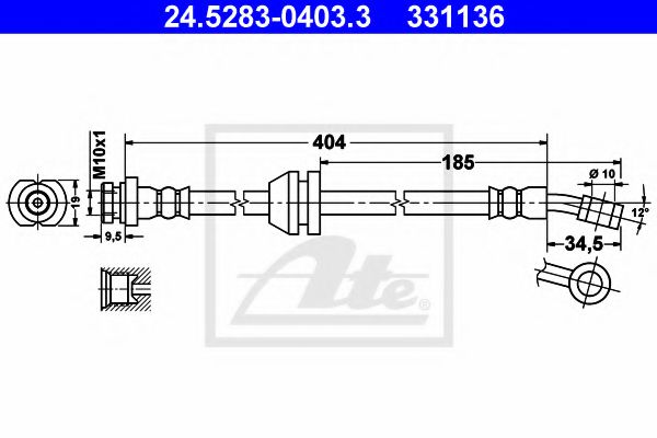 24.5283-0403.3 ATE Brake System Brake Hose