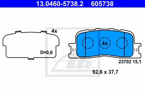 13.0460-5738.2 ATE Brake Pad Set, disc brake