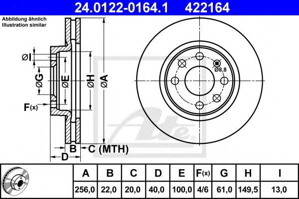 24.0122-0164.1 ATE Тормозная система Тормозной диск