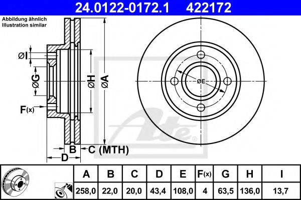 24.0122-0172.1 ATE Тормозная система Тормозной диск
