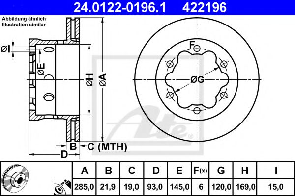 24.0122-0196.1 ATE Тормозная система Тормозной диск
