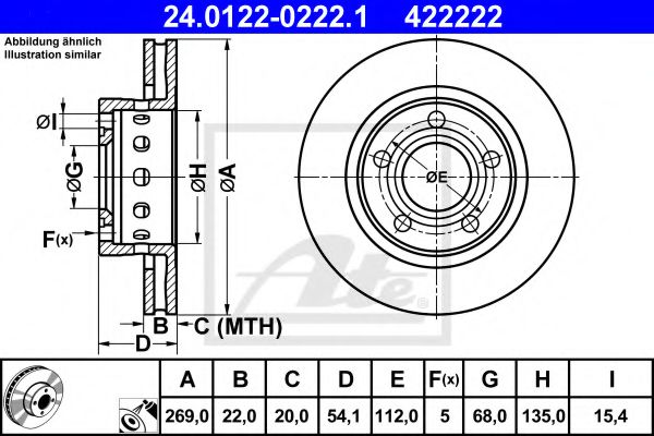 24.0122-0222.1 ATE Тормозной диск