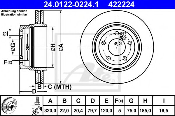 24.0122-0224.1 ATE Brake System Brake Disc
