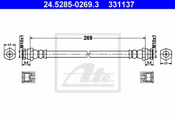 24.5285-0269.3 ATE Brake System Brake Hose