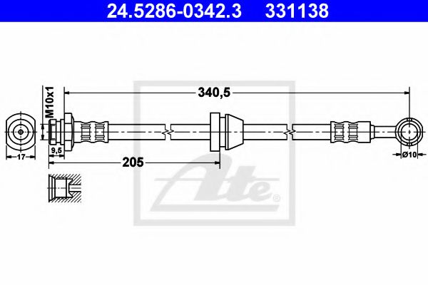 24.5286-0342.3 ATE Brake System Brake Hose