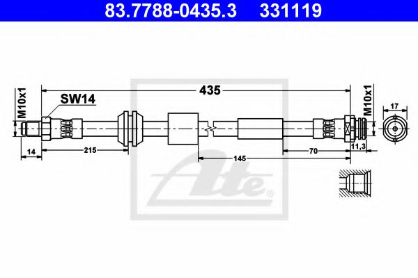 83.7788-0435.3 ATE Brake System Brake Hose
