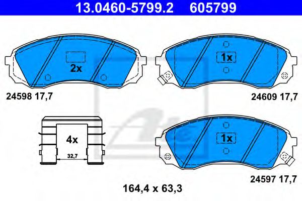 130460-57992 ATE Brake Pad Set, disc brake