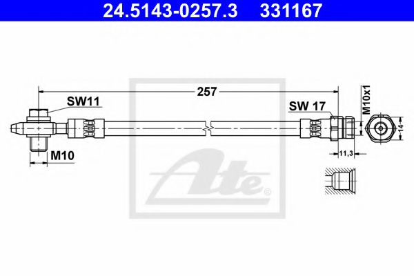 24.5143-0257.3 ATE Brake System Brake Hose