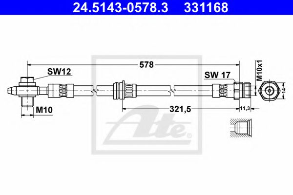 24.5143-0578.3 ATE Brake System Brake Hose