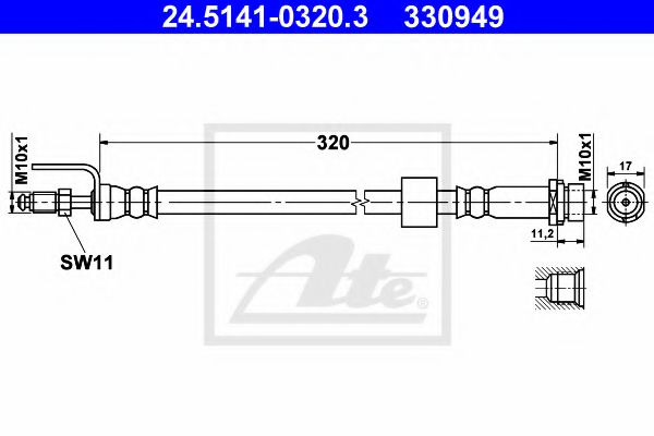 24.5141-0320.3 ATE Brake System Brake Hose