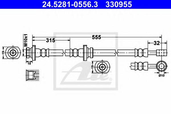24.5281-0556.3 ATE Brake System Brake Hose