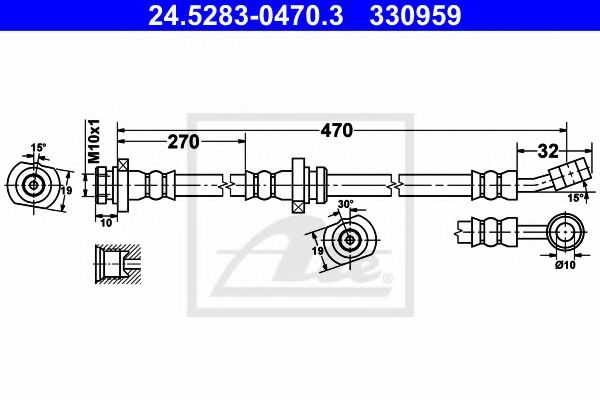 24.5283-0470.3 ATE Brake System Brake Hose