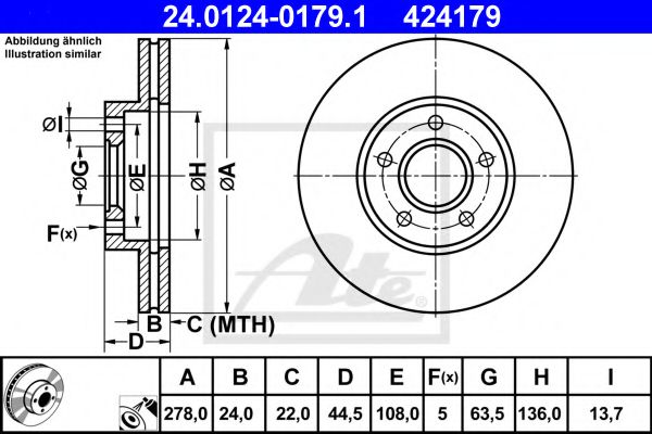 24.0124-0179.1 ATE Тормозная система Тормозной диск