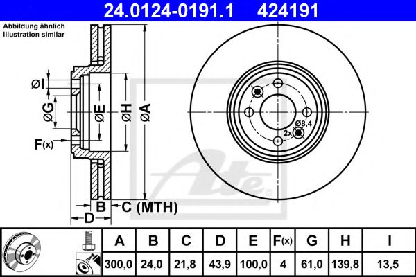 24.0124-0191.1 ATE Тормозная система Тормозной диск