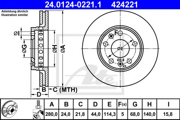 24.0124-0221.1 ATE Тормозная система Тормозной диск
