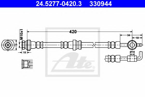 24.5277-0420.3 ATE Brake System Brake Hose
