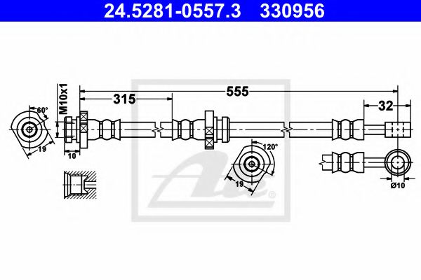 24.5281-0557.3 ATE Brake System Brake Hose