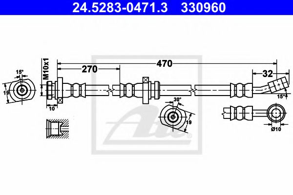 24.5283-0471.3 ATE Brake System Brake Hose