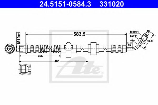 24.5151-0584.3 ATE Brake System Brake Hose