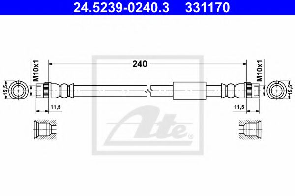 24.5239-0240.3 ATE Brake System Brake Hose