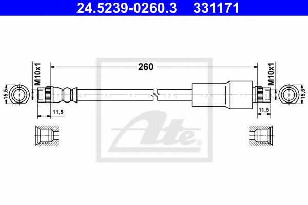 24.5239-0260.3 ATE Brake System Brake Hose