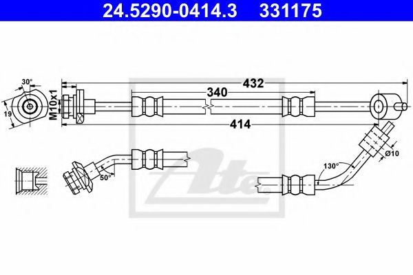 24.5290-0414.3 ATE Brake System Brake Hose